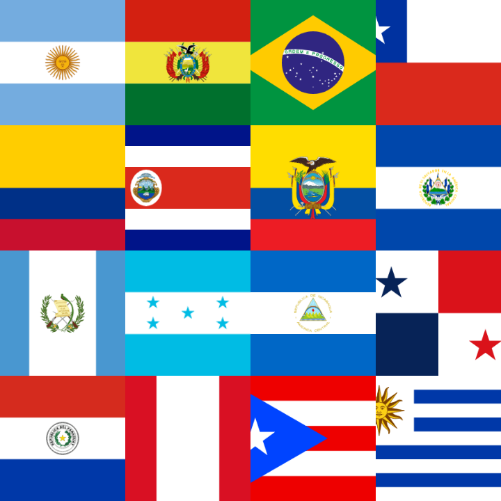 South America (15+ areas) - regio vlaggen