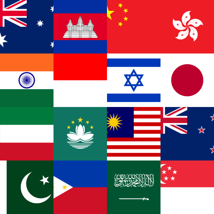 Asia (20 areas) - regio vlaggen