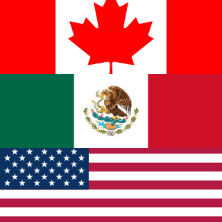 North America (3 areas) - regio vlaggen